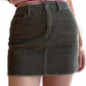 Forever 21 Olive Green Corduroy Mini Skirt Women Size S High Rise